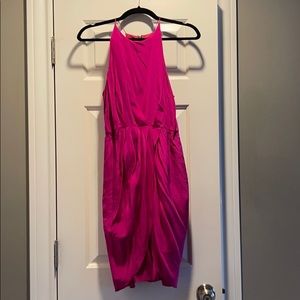 Magenta high-neck dress